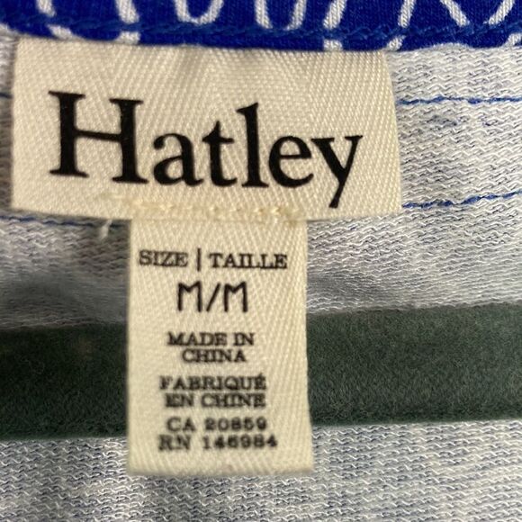 Hatley 3/4 length split sleeve blue and white sun pattern dress with teal Med - Picture 6 of 9